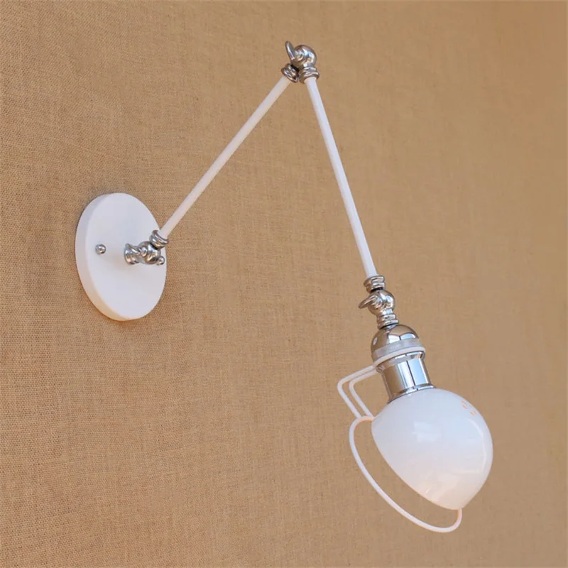 

Industrial deco Sconce wall lights lamp long arm hallway home bedroom Modern loft wandlamp luminaria iron stair bed light white