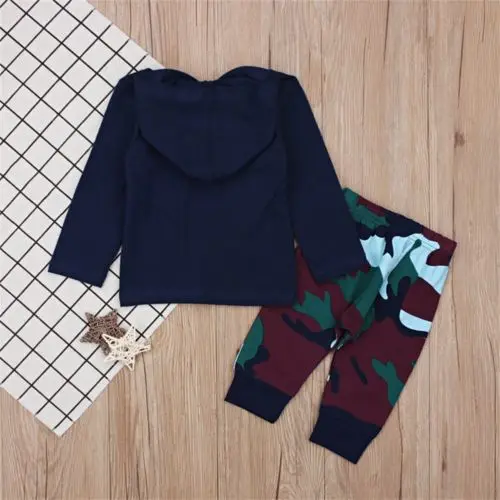 Fashion Toddler Kids Baby Boys Clothes Set Tow Cool Letter Tops T-shirt Camouflage Pants Outfits Children of Boy |