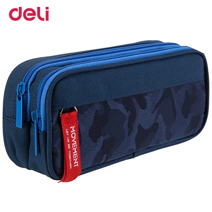 66764blue Deli качество 4 цвета многофункциональный большой холщовый Карандаш сумка для школы Студенческие принадлежности офисные канцелярские принадлежности камуфляж детский Карандаш Чехол - Цвет: 66764blue