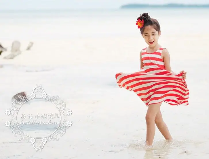 Длинное пляжное платье в полоску для маленьких девочек 3 лет 1 предмет 100% хлопок