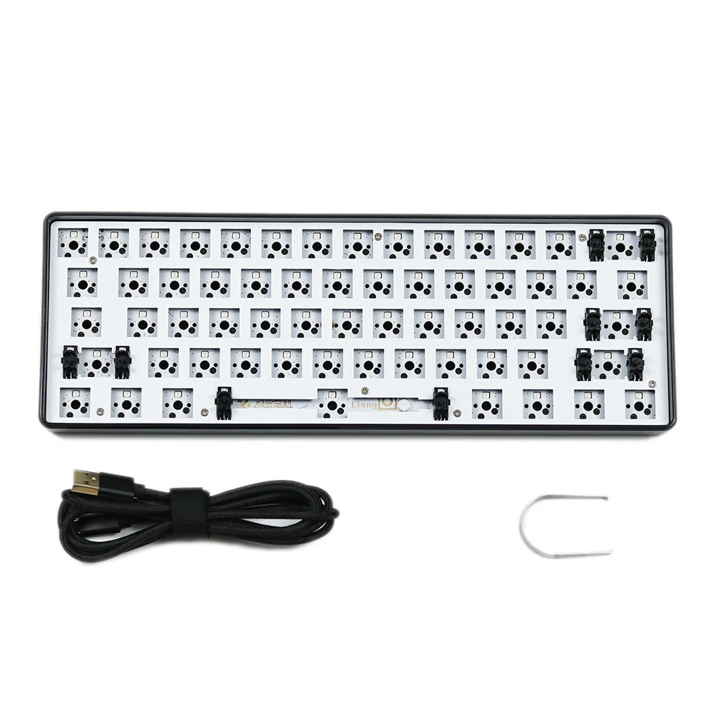 Black case Bluetooth GK61 RGB Горячая замена независимый драйвер проводной и Bluetooth Tyce-C ANSI механическая клавиатура DIY kit пластиковый чехол PCB - Цвет: Black case Bluetooth