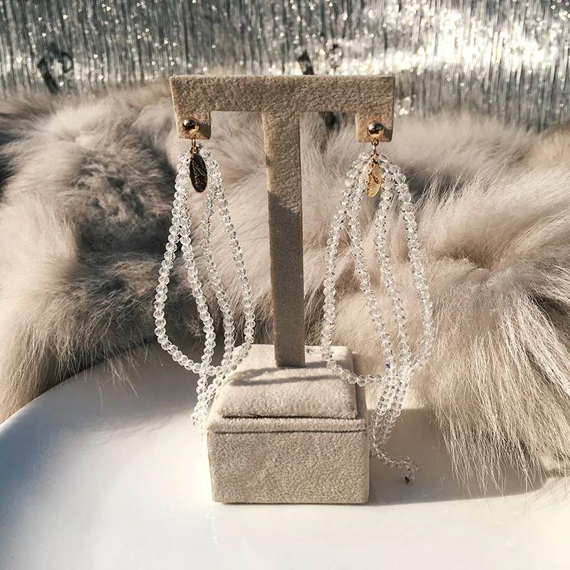 Новый Дизайн Роскошный Кристалл Бусины Мода Boho себе кисточкой Серьги ручной