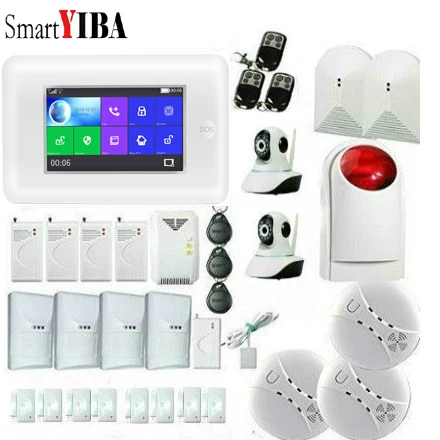 YB10642 SmartYIBA полный сенсорный экран 4,3 дюймов Wifi GSM беспроводная домашняя охранная сигнализация видео IP камера совместима с Alexa - Цвет: YB10642