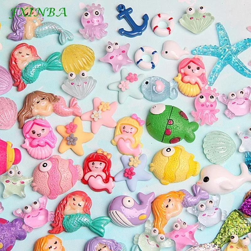 FXINBA 30/50/100 шт. Ocean серии подвески для Slime наполнитель DIY Украшение Декор телефона подвеска с русалкой Лизун глины поставок Шлама Игрушки