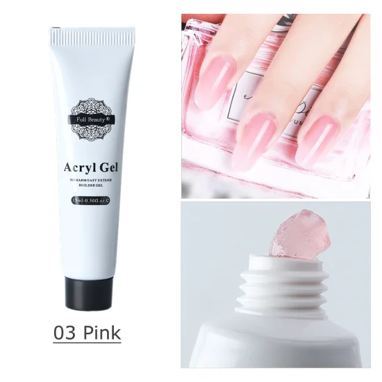 03 Pink 15 мл акриловый гель для быстрого наращивания ногтей розовый прозрачный белый УФ-клей для наращивания ногтей без вреда TR973 - Цвет: 03 Pink
