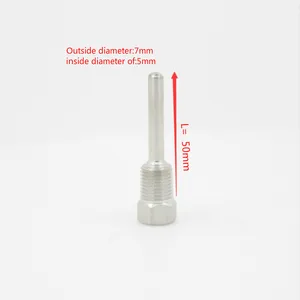 Погружной Карманный рукав Thermowell из нержавеющей стали 304 BSP 14 дюйма наружный диаметр трубы 7 мм для провода макс. 5 мм