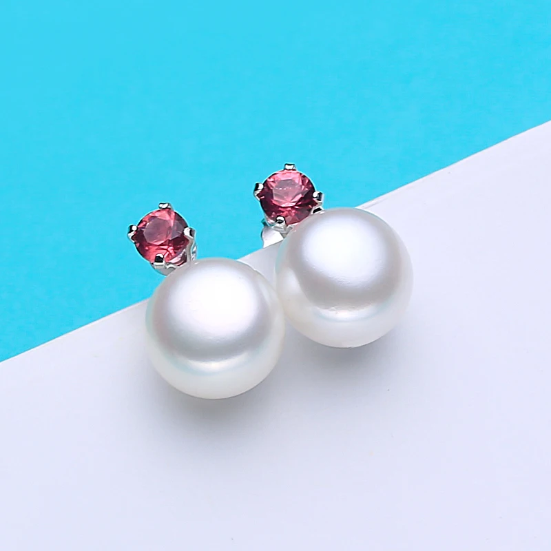 Модные розово красные циркониевые серьги с жемчугом ювелирные изделия из