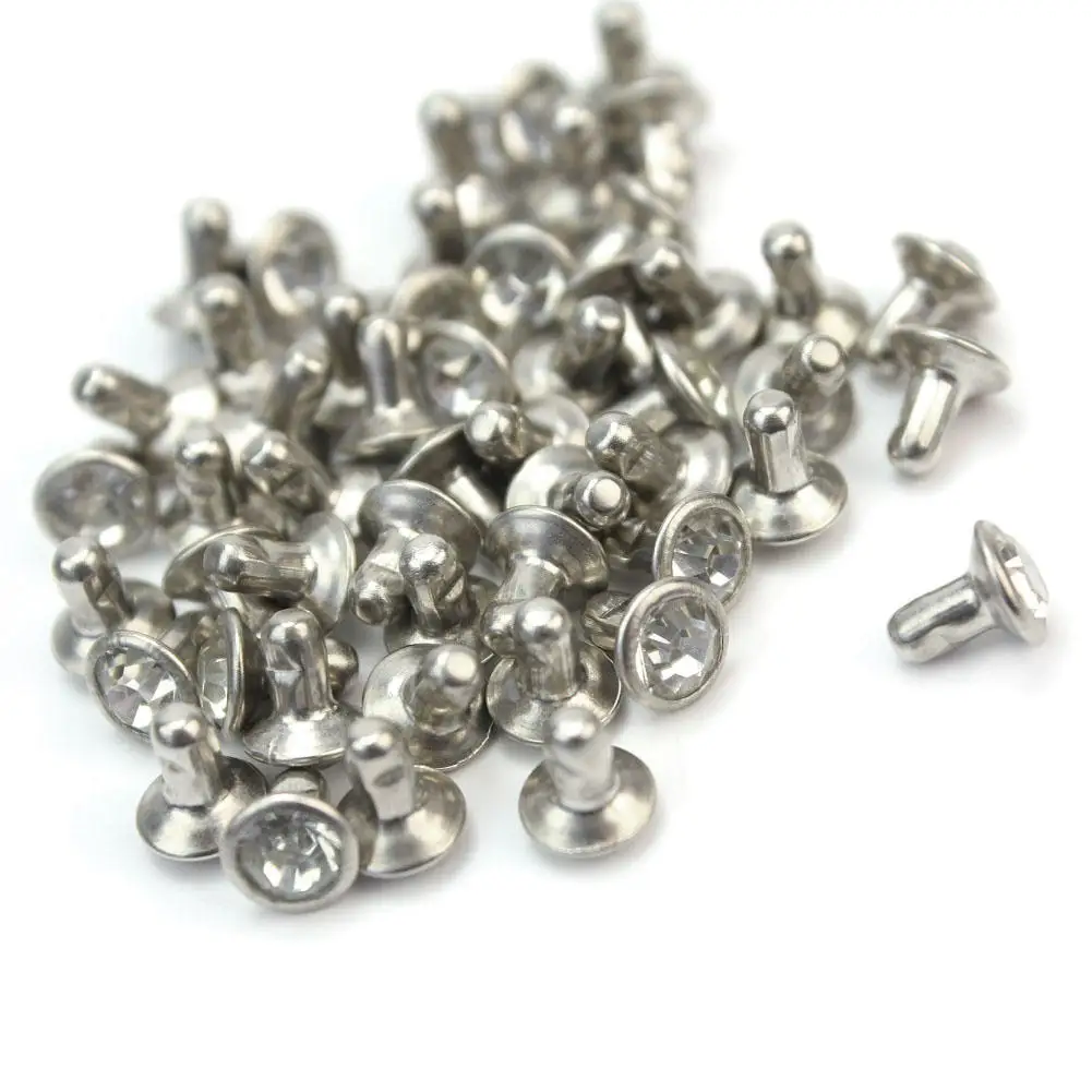 Серебряные заклепки в стиле панк-рок с фианитами 50 шт. | Дом и сад