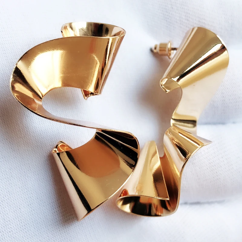 2018 Fashion European Metal Wrinkled Earrings Female Punk Style | Dangle