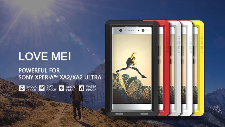Чехол для Sony XA2 LOVE MEI ударопрочный водонепроницаемый металлический армированный