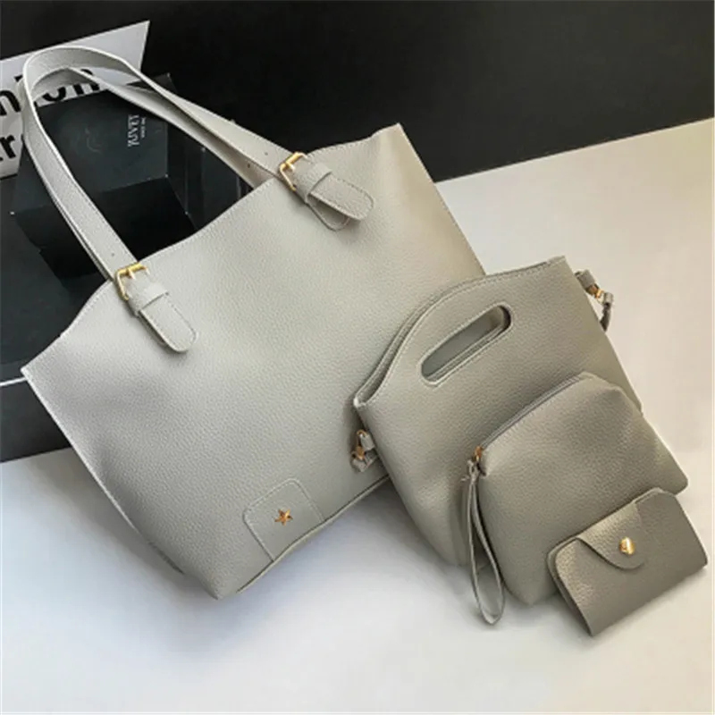 Модные 4 комплекта/шт. Женские Сумки из искусственной кожи сумка через плечо