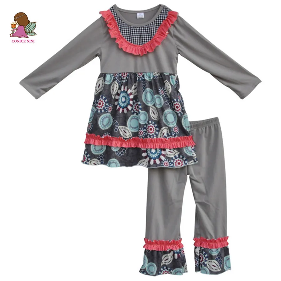 Зимний костюм для маленьких детей Комплекты одежды девочек детское серое платье