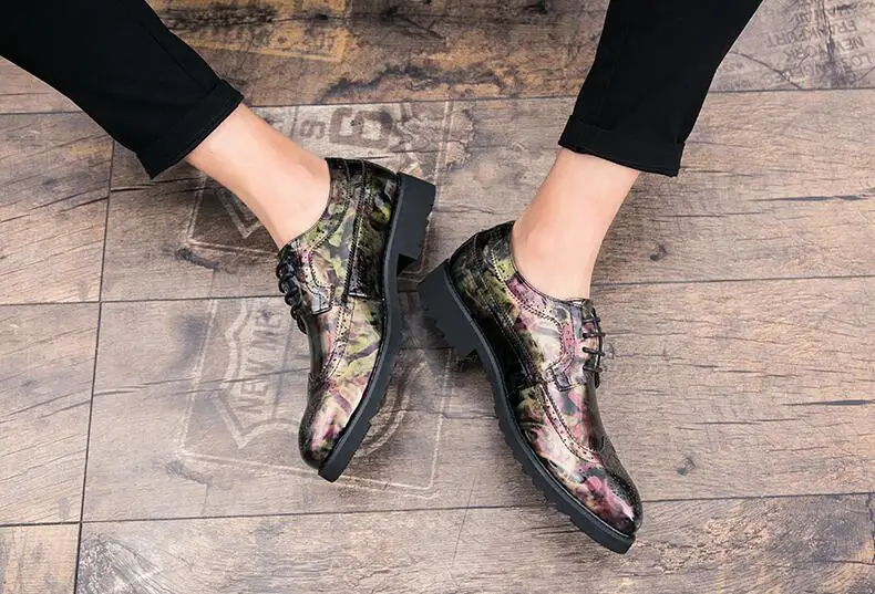 Мужские кожаные туфли-броги на шнуровке с цветочным принтом | Обувь