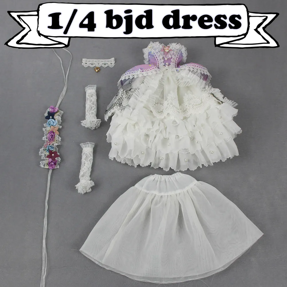 Кукла DBS 1/4 bjd 45 см фиолетовое розовое платье Цветочная повязка на голову ожерелье