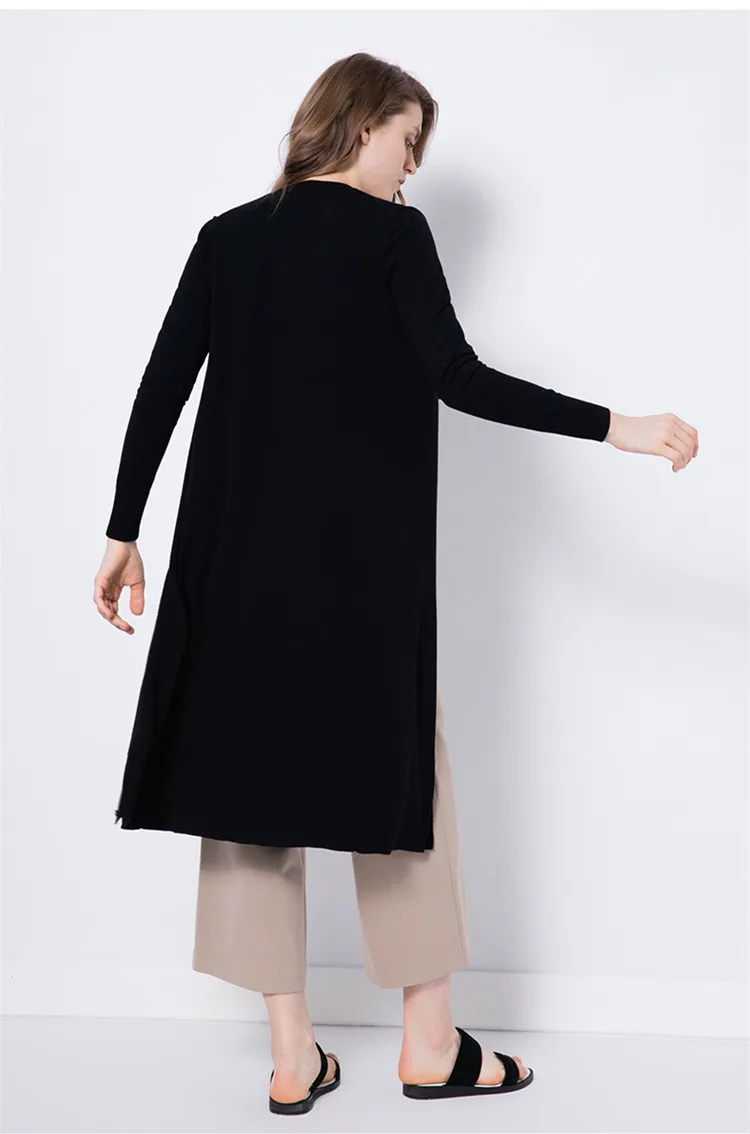 

women fashion spring autumn long cardigan sweater coat low O-neck wool blend knit joker color commuting S/M/L/XL