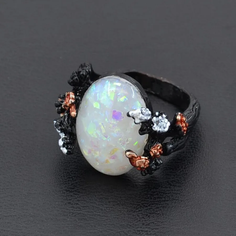 Модные кольца для женщин 2018 байкерские ювелирные изделия черное дерево и цветок