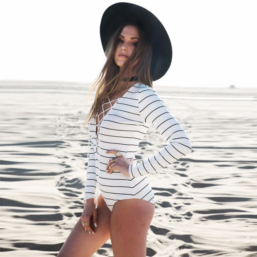 Бикини 2017 сексуальный купальник в полоску с высокой талией женский купальный