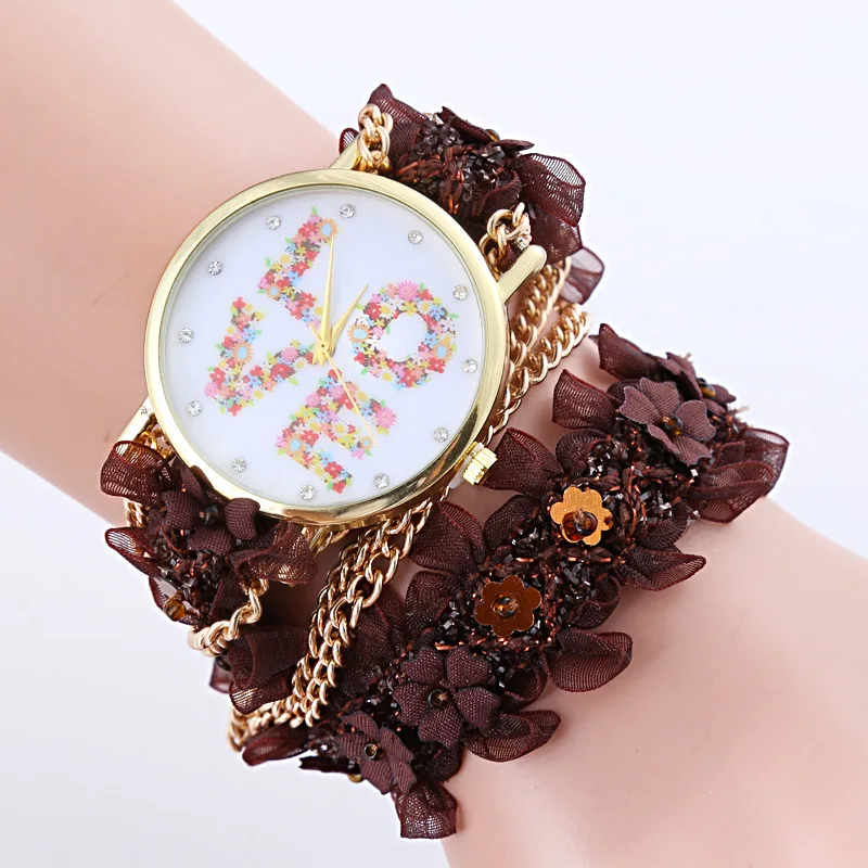 Женское платье модное часы цветок браслет с Эйфелевой башней кварцевые наручные