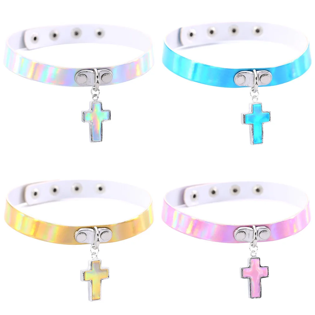 Голографическая Harajuku колье Цепочки и ожерелья подвеска Воротник Chocker моды