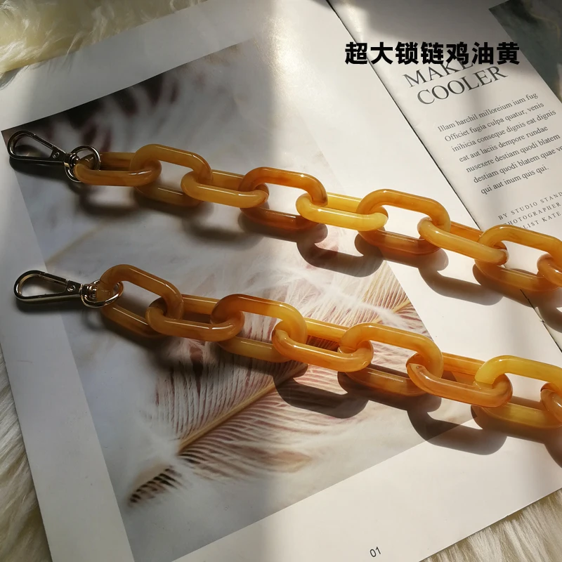 Oil Yellow 1 шт. 60 см/120 см винтажная акриловая цепочка, полимерный ремешок для сумки, съемный плечевой ремень, Сменные аксессуары для сумки, полимерные ремни на цепочке - Color: Oil Yellow