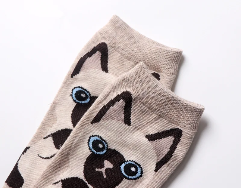 Kawaii/носки с героями мультфильмов; милые короткие носки-башмачки с закрытым носком и изображением кота, собаки; забавные повседневные короткие носки для мужчин и женщин; хлопковые носки Happy