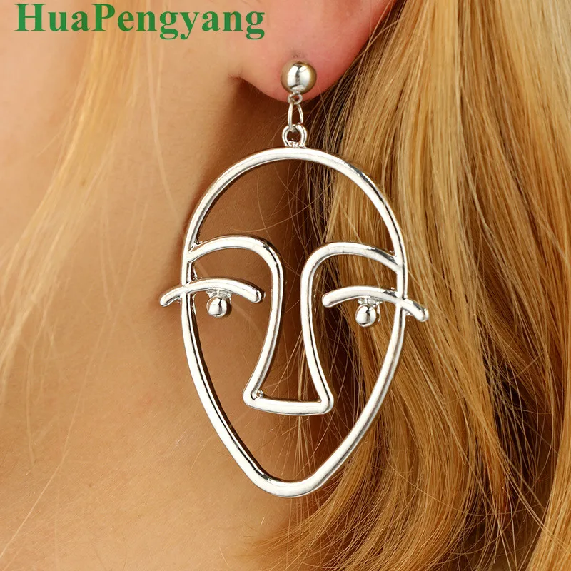 2020 Европа и Америка ретро металлический сплав абстрактное искусство полый лицо