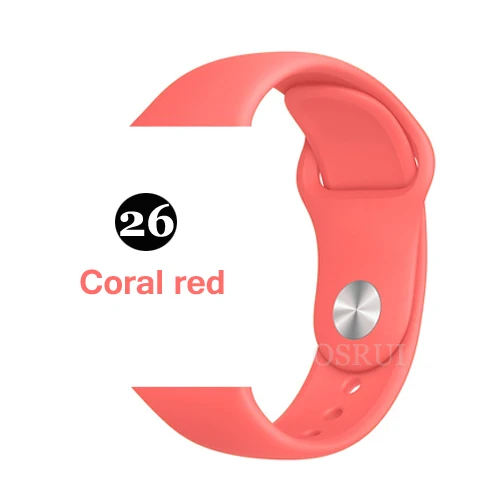 26-Coral red Ремешок для apple watch correa 42 мм 38 мм iwatch серия 44 мм 40 мм 5 4 3 спортивный силиконовый браслет аксессуары для apple watch - Цвет ремешка: 26-Coral red