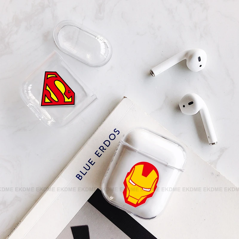 Сумки для Air Pods милый мультяшный Узор Жесткий ПК прозрачный чехол для Airpods беспроводные Bluretooth наушники прозрачный PC чехол s