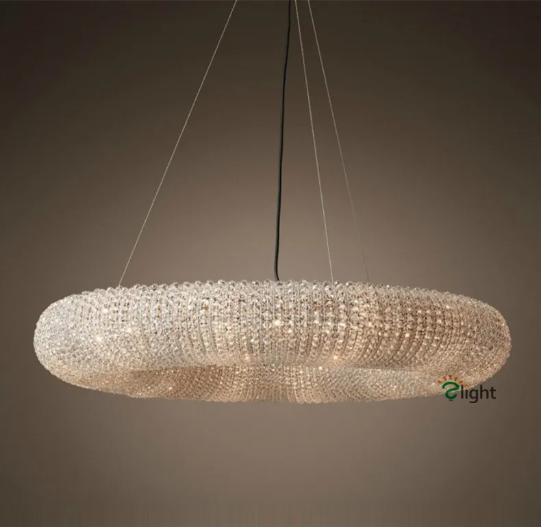 Американский RH Crystal Lustre De Cristal светодиодный круглый подвесной светильник K9 кристалл Лофт Ресторан минимализм шнур подвесной светильник