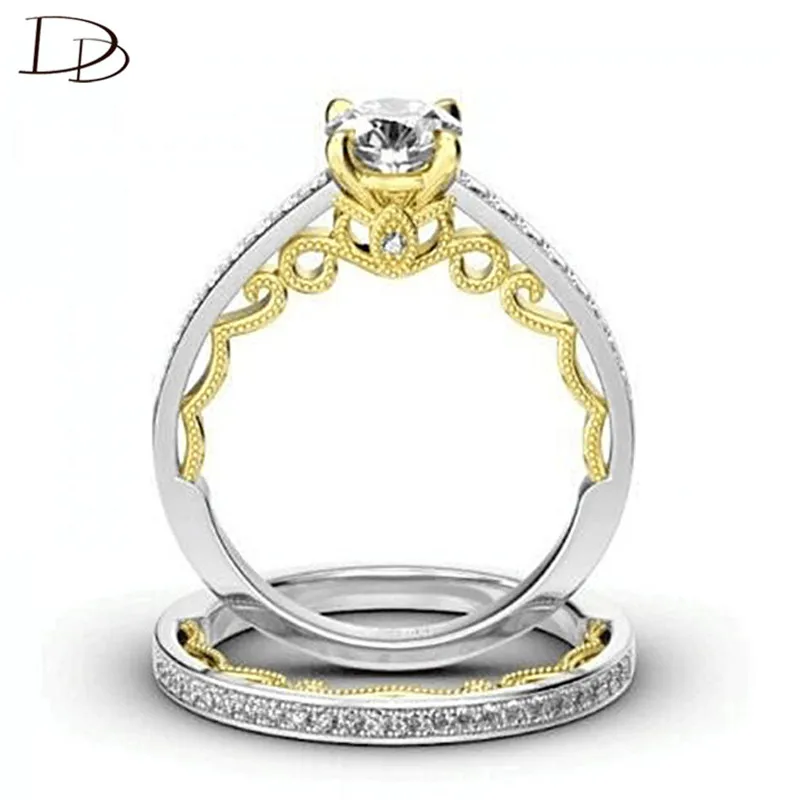 Комплект колец DODO женских с фианитом винтажный комплект из 2 золотистого цвета