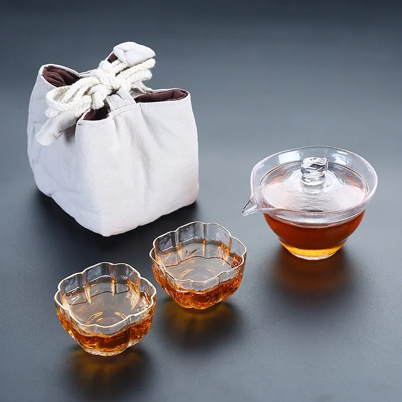 TANGPIN из термостойкого стекла Gaiwan Чайник Кофеварка Портативный Путешествия Чайный сервиз с тряпичной сумкой в комплекте