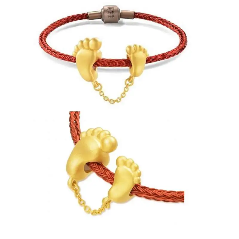 

Pure 3D 24K Yellow Gold Bracelet 999 Gold Penguin Mother and Son Bracelet