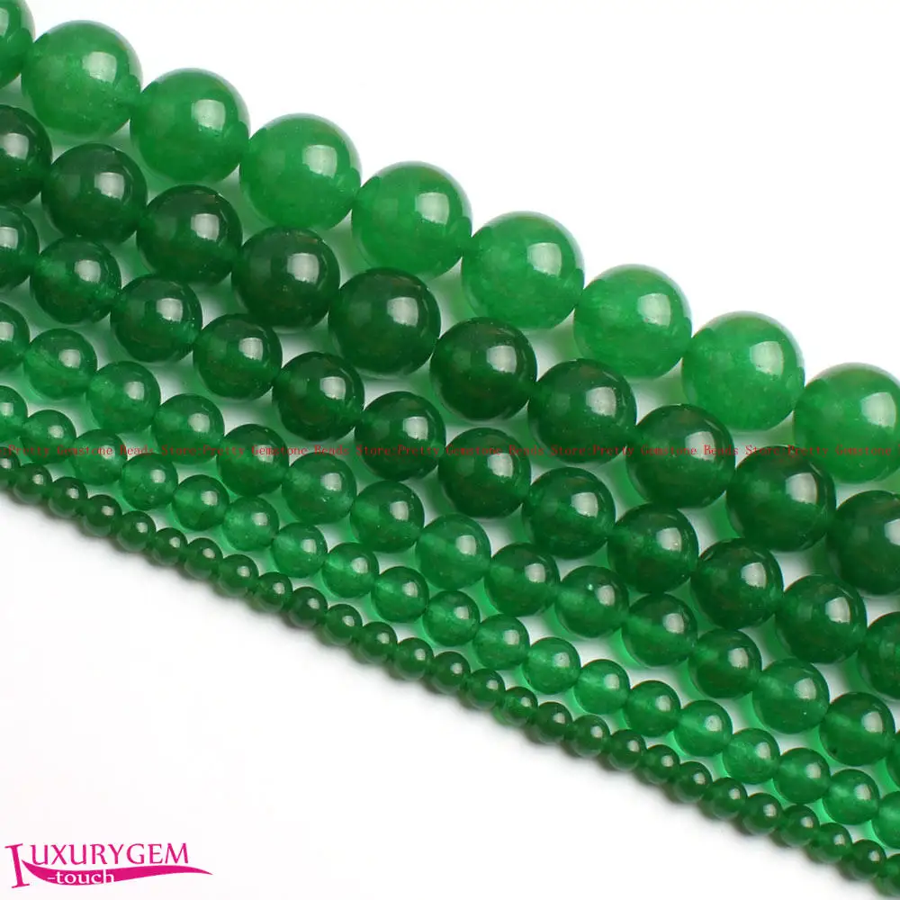 

High Quality 4,6,8,10,12,14mm Smooth Natural Green Jades Round Shape DIY Gems Loose Beads Strand 15" Jewelry Making wj380