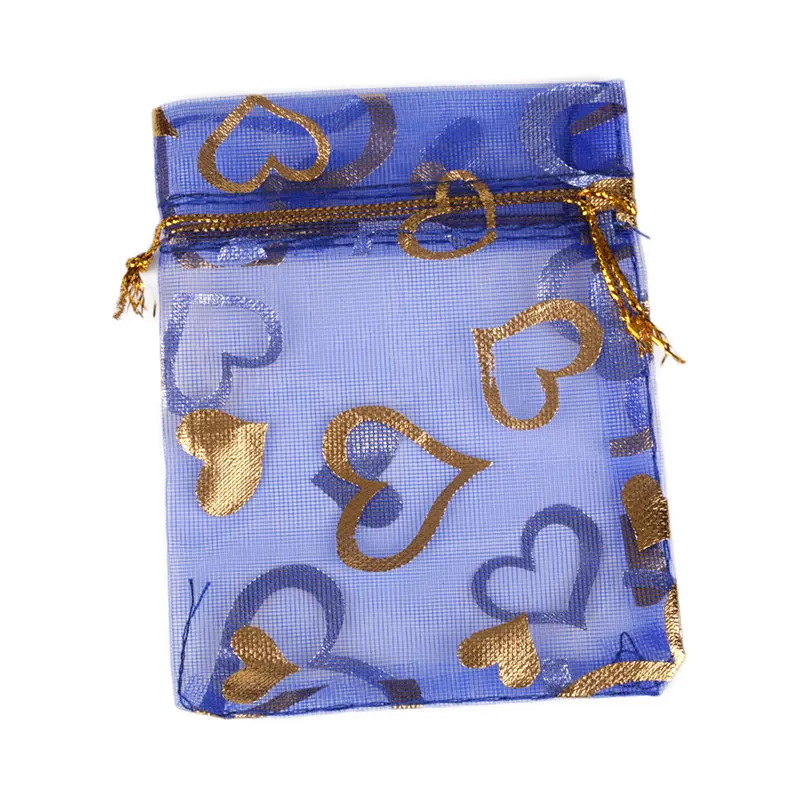 Royal Blue Love 50 шт. 7X9 9X12 11X16 13X18 см цвет Бронзированная роза Сердце Любовь ювелирные изделия Упаковка жемчужные мешки из пряжи свадебный подарок сумки мешки для конфет - Цвет: Royal Blue Love