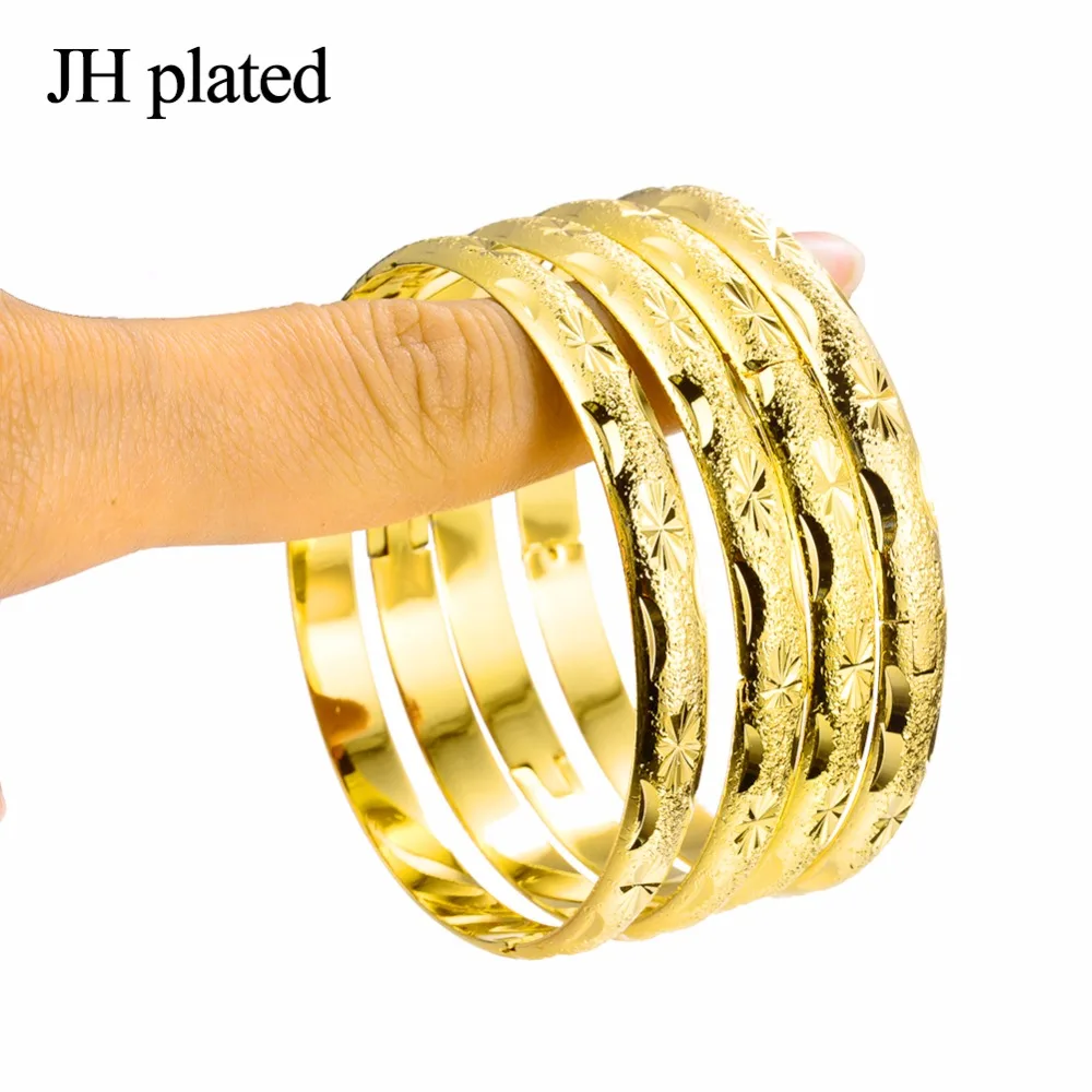 JHplated 4 Pieces Gold Color Fashion Bangle for Women/Girls Arab Dubai Bracelet Jewelry Ethiopian Africa | Украшения и аксессуары