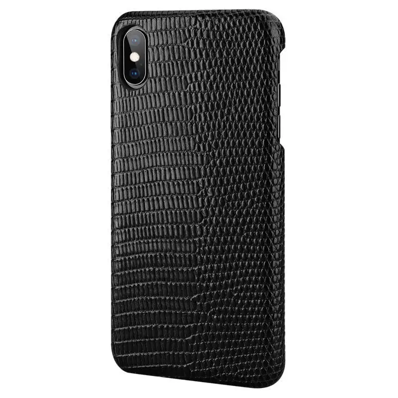 black Чехол из натуральной кожи для Iphone XS максимальный чехол для задней крышки чехол с рисунком ящерицы для Apple Iphone X XS кожаный чехол Корпус - Цвет: black
