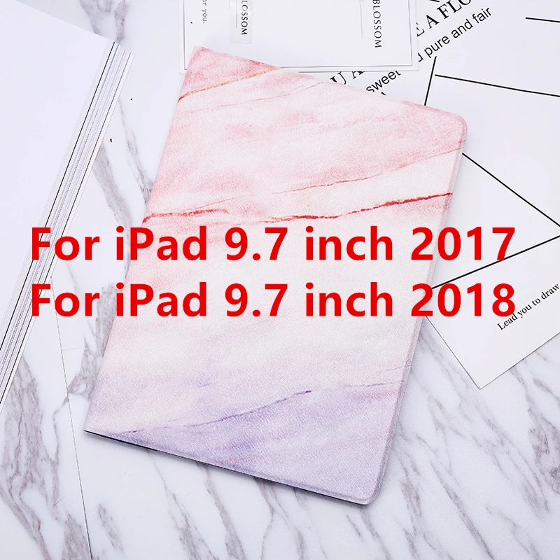 Pink 9.7 2017 Для iPad 9,7 чехол A1893 из искусственной кожи с мрамором, умный чехол с функцией автоматического сна/пробуждения для iPad 2/3/4 Air 1 2 Mini 1 2 3 4 Funda - Цвет: Pink 9.7 2017
