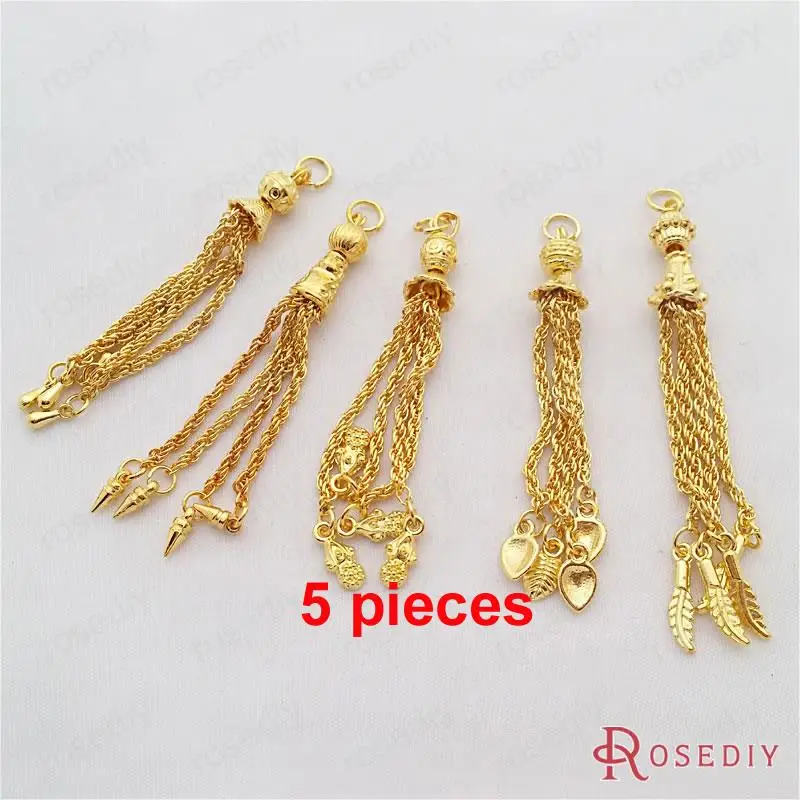 Gold 5pcs Античный серебряный цвет, 80 мм, подвески из сплава с кисточками, самодельные ювелирные изделия, аксессуары 5~ 6 штук(JM2124 - Окраска металла: Gold 5pcs