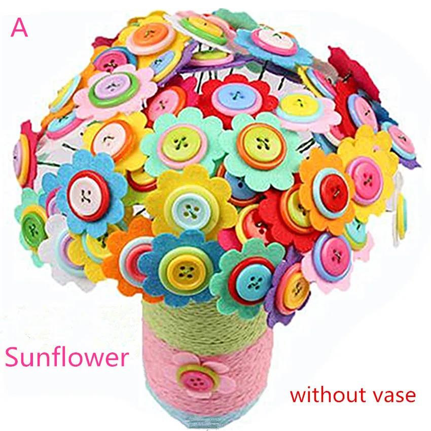 Sunflower 40 шт. искусственный цветок 3D головоломка интеллект детский сад Кнопка Подсолнух букет ребенок DIY игрушки развивающие игрушки без вазы - Цвет: Sunflower