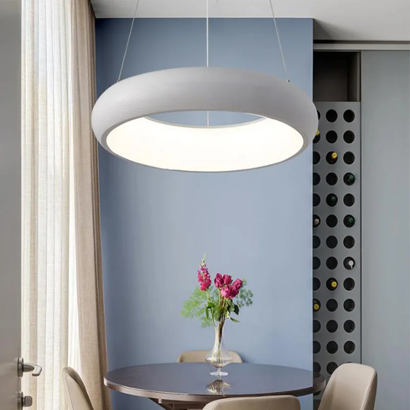Art-Deco creative Pendant Lights Post-Modern iron cord pendant lamps Tyre shape LED restaurant RGB color changing Light | Освещение