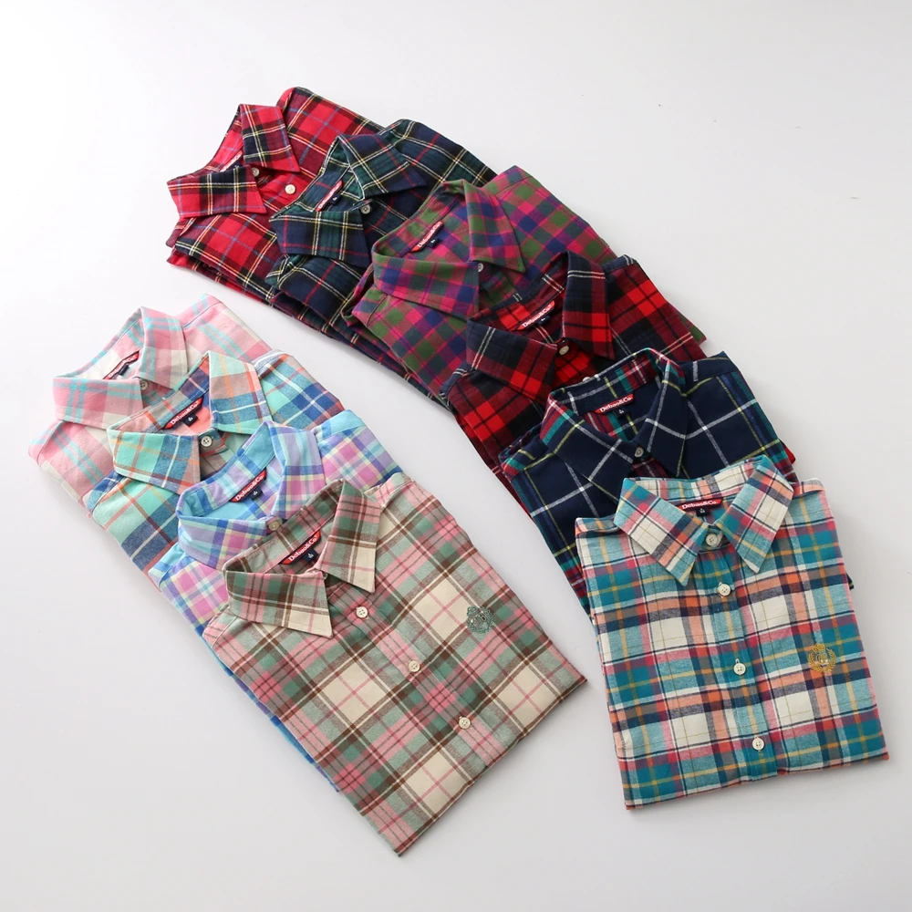 Новинка сезона осень зима 2020 Женская фланелевая рубашка в клетку повседневные