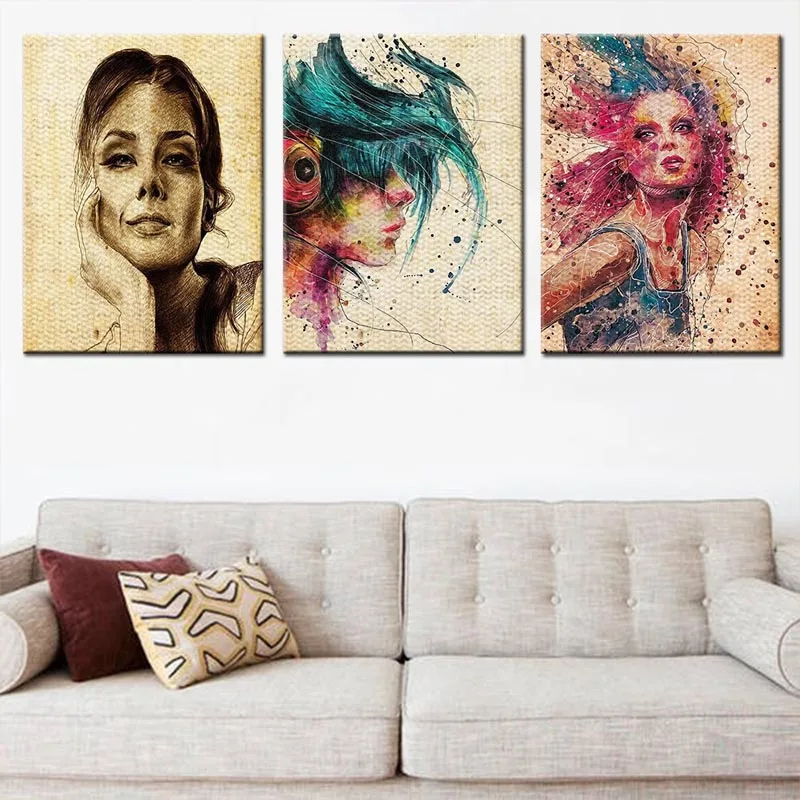 Женские портреты настенные картины плакаты постеры по номерам для гостиной