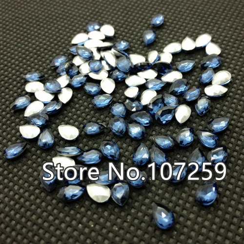Монтана синий стеклянный кристалл в форме слезы заостренный на спине Стразы 5x8 6x10