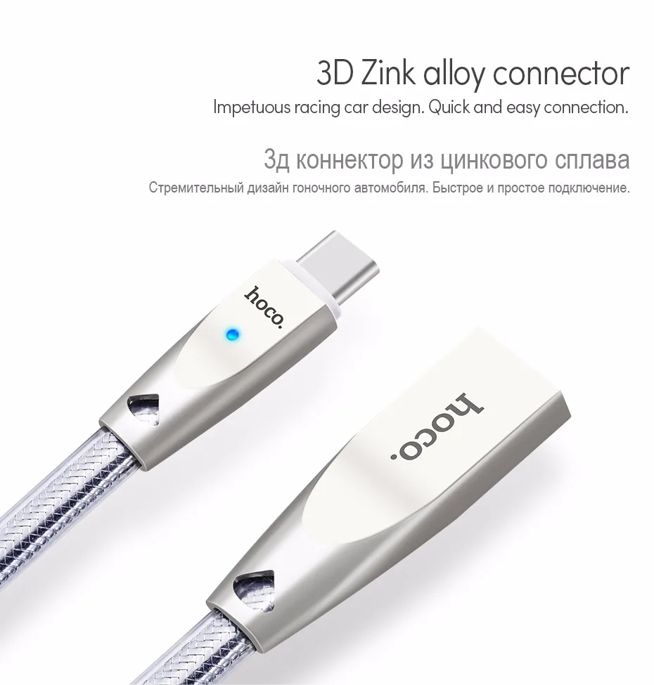 НОСО Цинковый сплав Желе Оплетка Зарядный Дата Кабель Type-C к USB для Передачи Данных Зарядка для Samsung LG Sony HTC Xiaomi Шнур Зарядка для Самсунг Сони Сяоми ЮСБ Провод Тип Ц для Мобильного Телефона