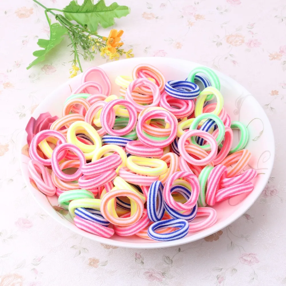 1 pack=80 pcs Newly Style Good Elastic Children  Hair Band Kids Dress Scrunchy Colorful Random Baby Hair Accessories