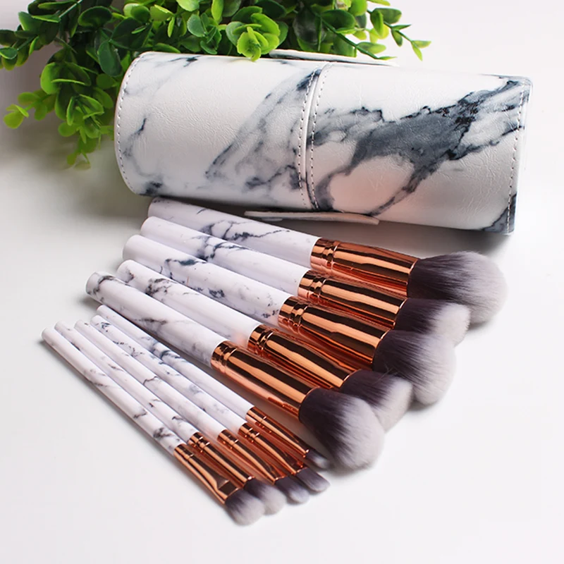 Набор мраморных кисточек для макияжа 10 шт./компл. мощная косметика тени век