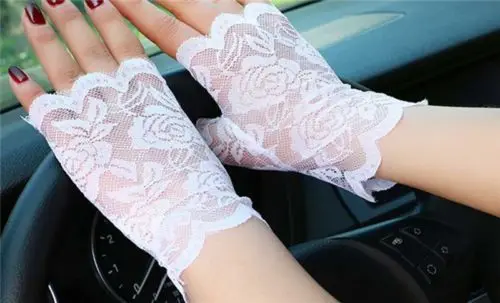 

2019 Hot Fashion Women Sexy Lace Sunscreen Fingerless Gloves Driving Anti-UV Party Gloves