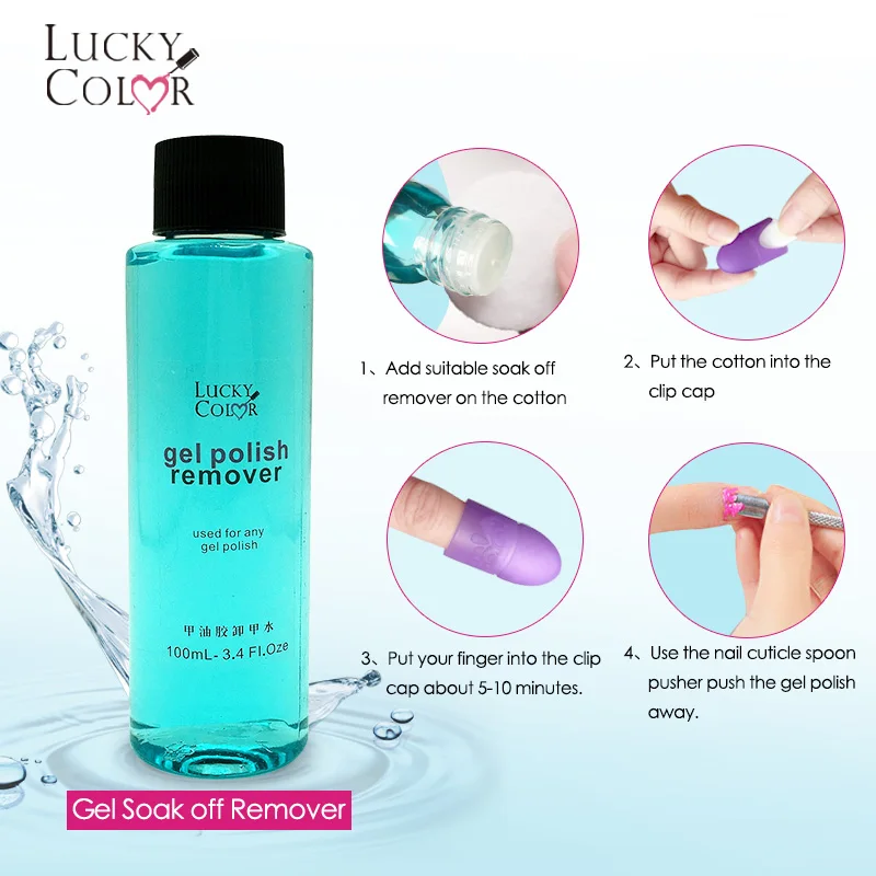 Жидкость для снятия гель лака Lucky Color без ацетона УФ или светодиодный очиститель 1