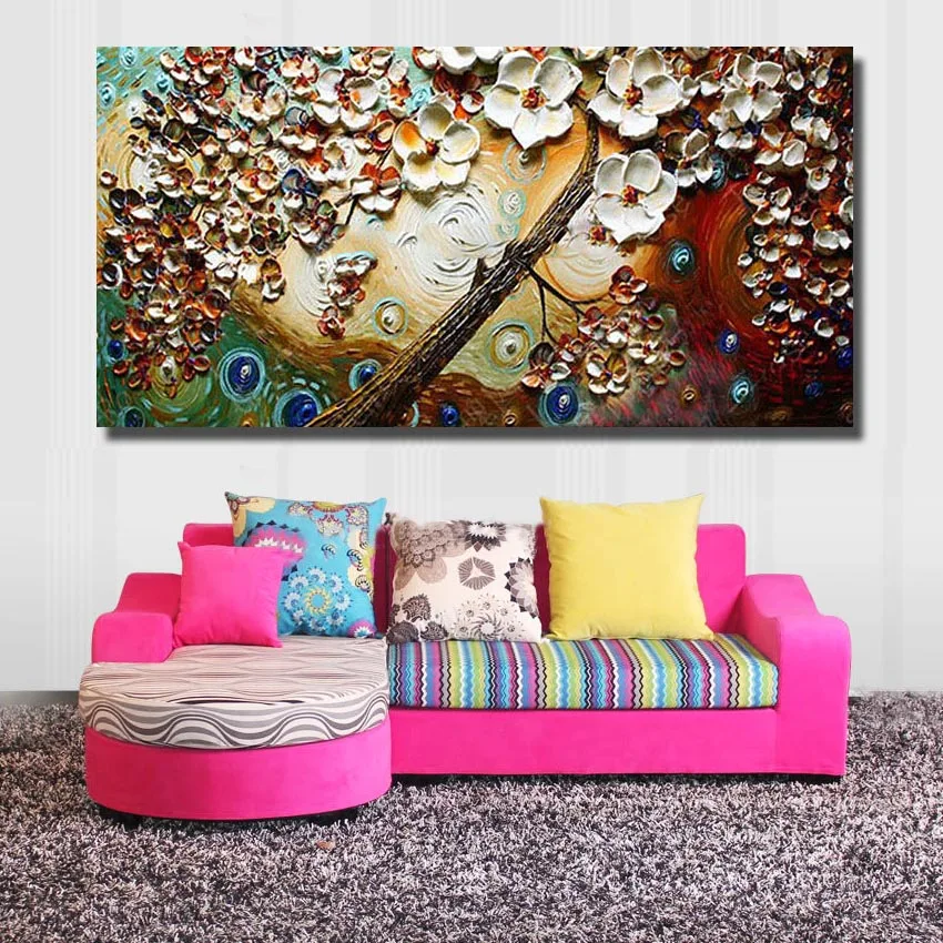 

Free shipping Modern thick oil flowers 100%Handmade Abstract Oil Painting on Canvas Pictures wall image picture room Home Decor