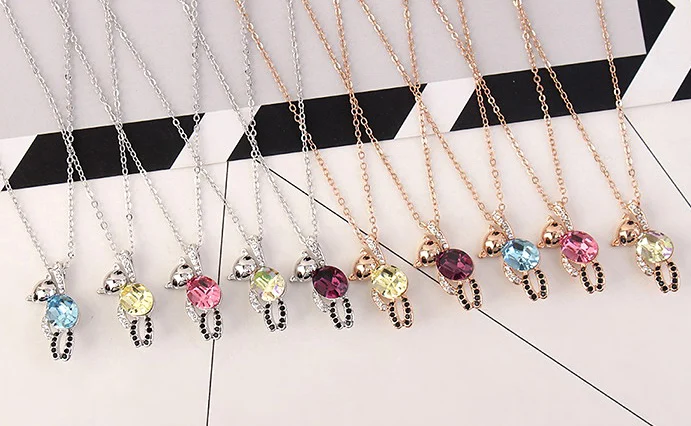 SPCLUB розовое золото Цвет милый медведь кристаллами от Сваровски ювелирные